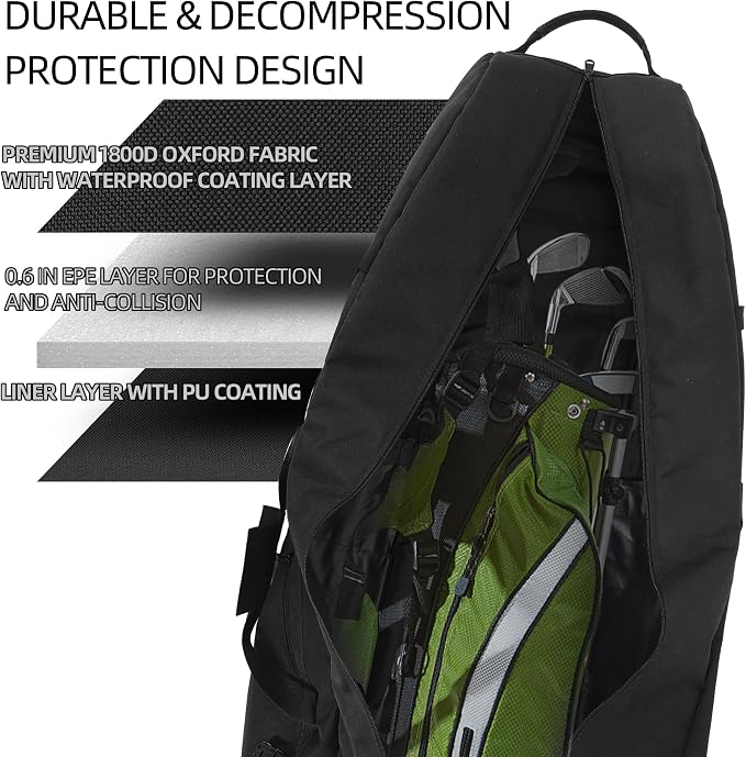TurnWay Foldable Padded Golf Travel Bag, Heavy Duty 900D Polyester Golf Club Bag Waterproof Golf Carry Bag Cart Bag with Wheels, Soft-Sided Spacial Size for Golf Gear Transportation - Image 7