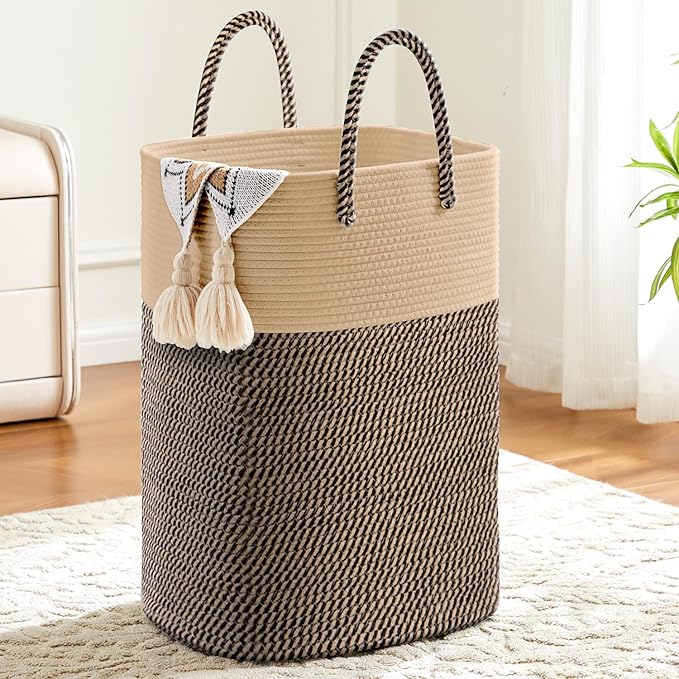 Laundry Basket,Woven Cotton Rope Laundry Hamper,Versatile Storage for Dirty Clothes,Baby Toys,and Blankets in Bathroom, Nursery,and Living Room (Jute, 80L) by Artfeel