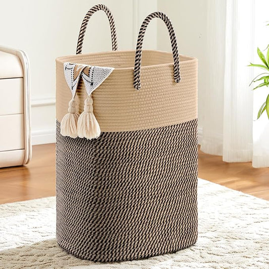 Laundry Basket,Woven Cotton Rope Laundry Hamper,Versatile Storage for Dirty Clothes,Baby Toys,and Blankets in Bathroom, Nursery,and Living Room (Jute, 80L) by Artfeel