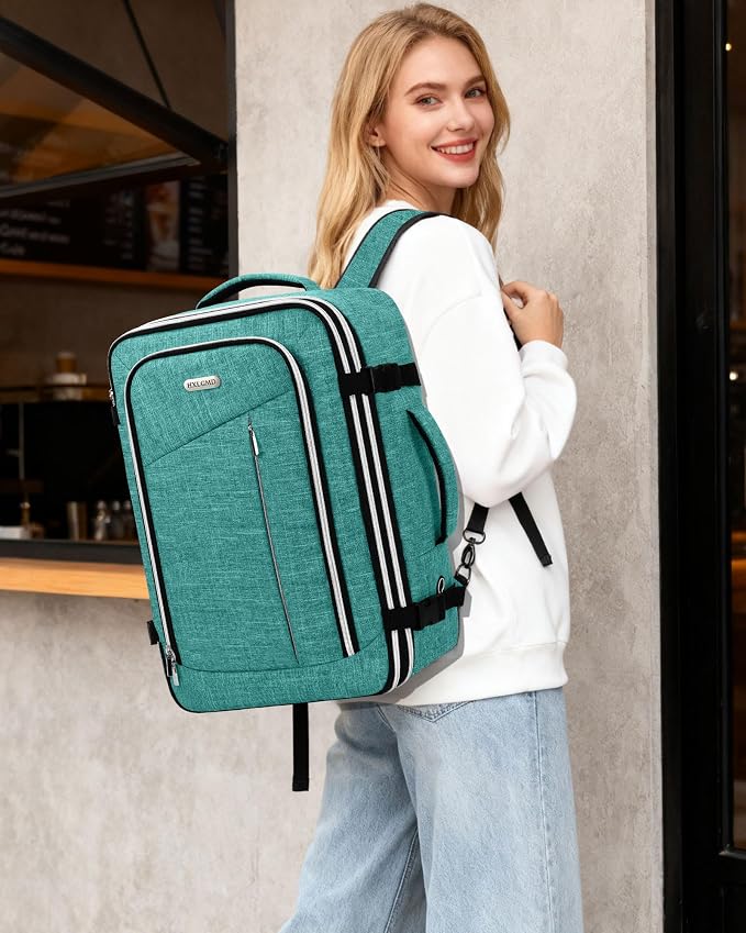 Travel Carry On 17.5" Laptop Expandable Backpack for Men Women, Personal Item Bag Waterproof Airline Approved with USB Charging Hole 3 Packing Cubes, Large Weekender Daypack Business Luggage Suitcase - Image 2