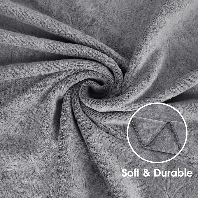 JML Large Bath Towels Set of 2, 30" x 60", Fast Drying, Soft Super Absorbent Oversized Microfiber Towel for Body, Use for Hotel, Salon, Yoga, Gym,Spa, Sauna, Shower, Pool, Sport - Grey Floral - Image 3