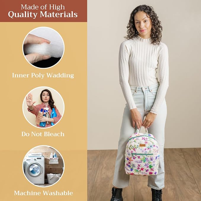 Maison d' Hermine Backpack for Women Men Cotton Shoulder Multipurpose Rucksack with Small Pouch Lightweight Multi Pocket Bag for Travel Work Beach Perfect for Spring Summer (Chardon) - Image 3