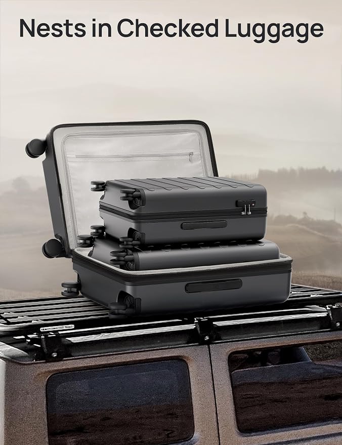 NINETYGO Luggage Sets 3 Piece, Carry On Luggage Airline Approved, Medium Large Checked Luggage with Spinner Wheels, Expandable, Hard Shell PC Suitcase Sets, TSA, 20in/24in/28in (Black, Rhine Max) - Image 5