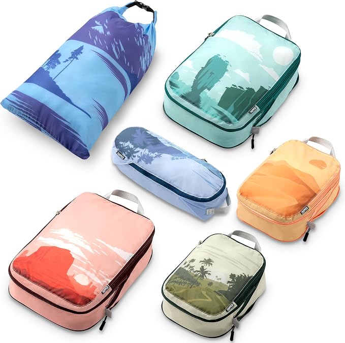 Compression Packing Cubes for Travel, 6-Piece Lightweight Packing Cubes Set for Carry-On Luggage & Backpacks – TRIPPED Travel Gear (Getaways) - Image 8