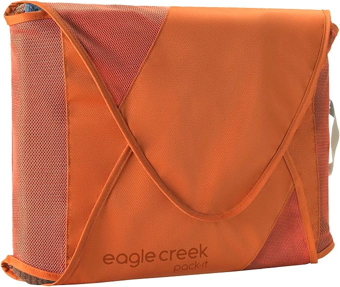 Eagle Creek Pack-It Reveal Garment Folder - Travel Garment Bag with Compression Wings to Maximize Luggage Space - Convenient Top Handle - Quick Drying Material - Mandarin - X Large by EagleCreek