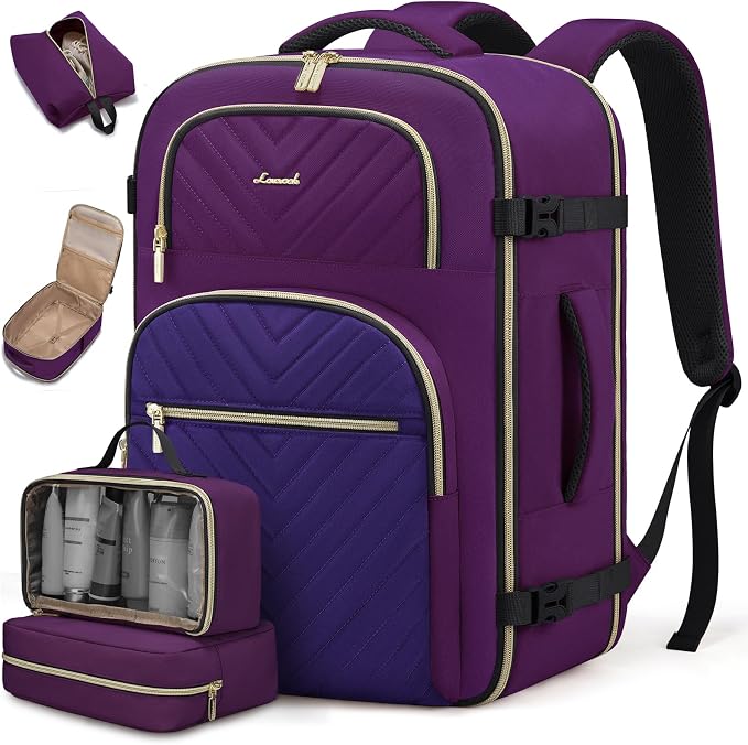 LOVEVOOK Travel Backpack Carry on Flight Approved 40L,Waterproof TSA Travel Essentials Personal Item Backpack for Women Men,Large Carry on Luggage Suitcase Travel Bag for Airplane with 3 Packing Cubes by LOVEVOOK