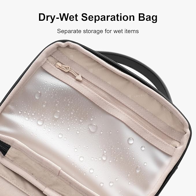 LEVEL8 Travel Toiletry Bag for Men Women, Water Repellent Shaving Bag for Toiletries Accessories, Storage Bags with Divider and Handle, Small/Black - Image 6