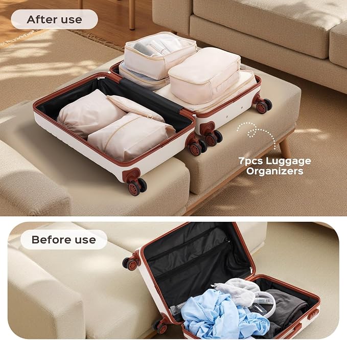 10 Piece Luggage Sets, 3 Piece Suitcase Set, 20 inch Carry on Luggage, 24 inch and 28 inch Checked Luggage with 7PC Packing Bags - Image 2