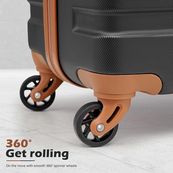 Coolife Luggage Set, Lightweight Durable Hardshell, 4 piece, Apricot White | suitcase set with 360° Spinner Wheels, TSA-approved Lock, Checked Family Travel, 16/20/24/28 Inch - Image 3