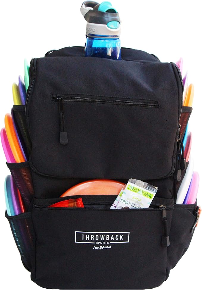 Throwback Sports Insulated Disc Golf Backpack with Cooler for 16+ Frisbees, Water Bottle Holder, Padded Straps, Quick-Access Pockets - Durable Disc Golf Bag for All-Day Comfort by Unknown