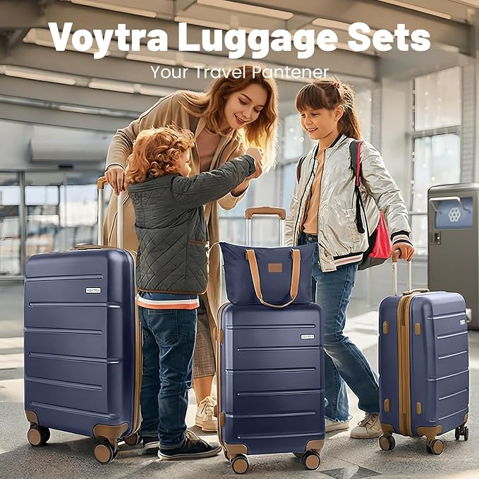 3-Piece Luggage Set with Carry On Luggage Set 22x14x9 Airline Approved, ABS Hardside Suitcase with 8 Spinner Wheels & TSA Lock, Expandable Suitcase for Men & Women (20/TB/DB Navy) - Image 8