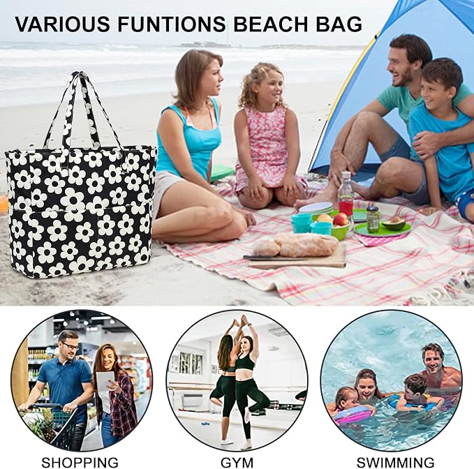 Bluboon Waterproof Beach Tote Pool Bags for Women Ladies Extra Large Carry On Bag With Wet Compartment for Weekender Travel - Image 4