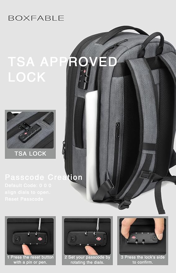 Vacuum Seal Travel Backpack 45L with Pump - Expandable Air Compression System, Water-Resistant Business TSA Lock, Laptop Backpack, Carry-On Suitcase Luggage, Gifts for Men - Image 9