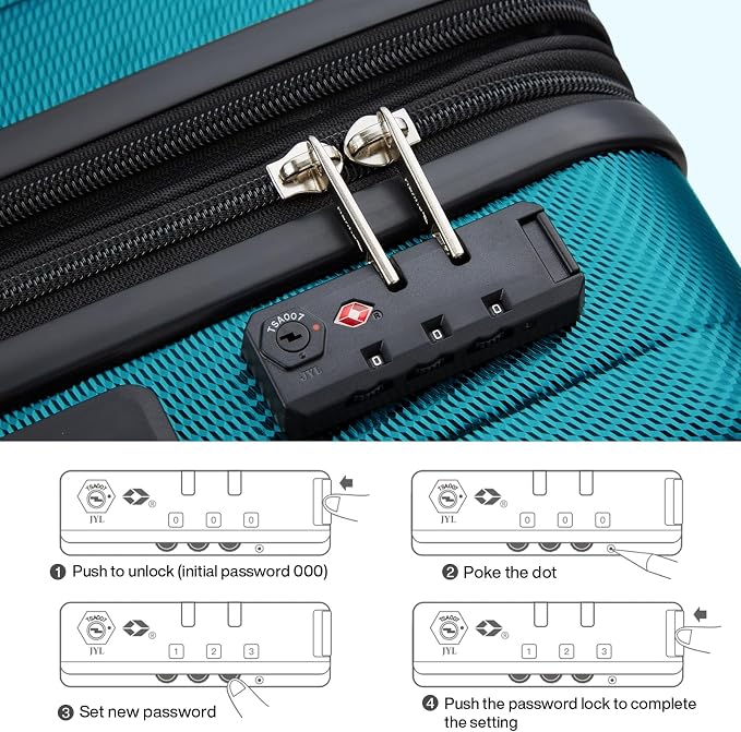 Hanke Expandable Hardshell Luggage Sets 3 piece Carry On Luggage with Wheels Suitcases Lightweight Checked Tsa Luggage Rolling Large Suitcase Travel Luggage Bag Woman Men 20/24/29 Inch(Caribbean Blue) - Image 8