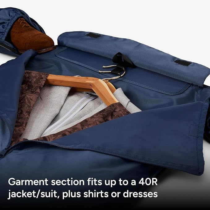 Halfday Convertible 2-in-1 Garment Duffel Weekender Bag 40L: Wrinkle-Free Travel (Hanging Suit Compartment, Shoe Pockets, Trolley Sleeve), Durable & Water-Resistant Carry-on, Marine - Image 2