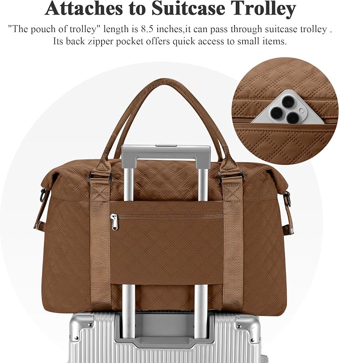 Travel Duffel Bag, Carry On Overnight Weekender Bags for Women | Travel Bag with Wet Pocket & Trolley Sleeve, For Spirit Airlines 18x14x8 Personal Item Bag - Image 6