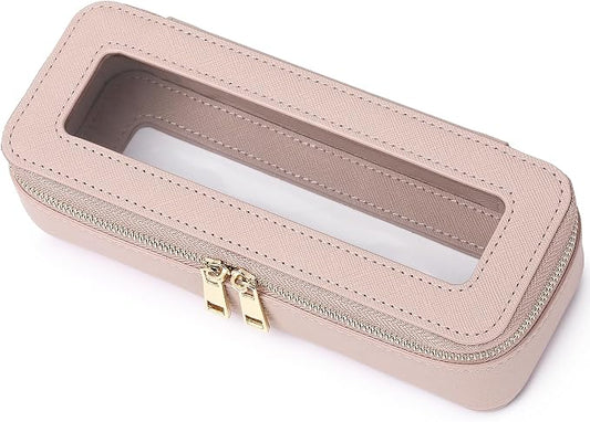 Pinkmik Makeup Brush Case Clear Travel Cosmetic & Toiletry Bag Small Makeup Bag with Zipper Purse Organizer Car Essential Bag for Women (Pink, SLIM) | Clear Travel Cosmetic & Toiletry Bag, Small Makeup Bag, Zipper Purse Organizer, Car Essential Bag for... by Pinkmik