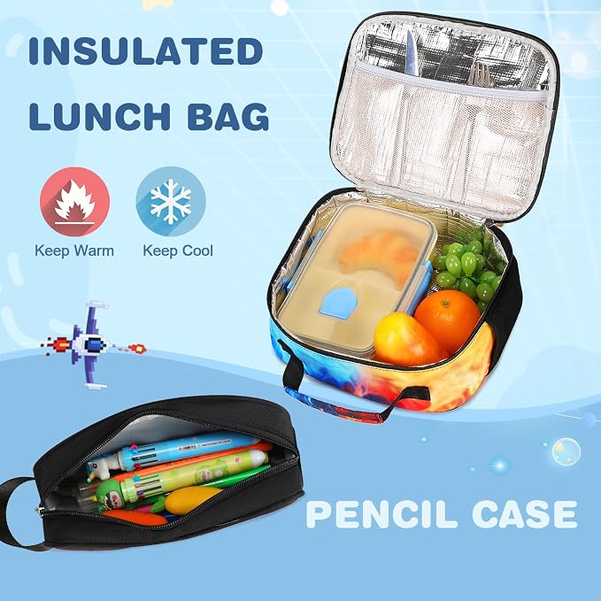 Bevalsa Backpack for Boys, School Bags for Kids, Bookbag for Boys Children Teens Backpacks for Elementary Middle High School Student, Bookbag and Lunch Bag Set with USB Charging Port (Flame) - Image 5