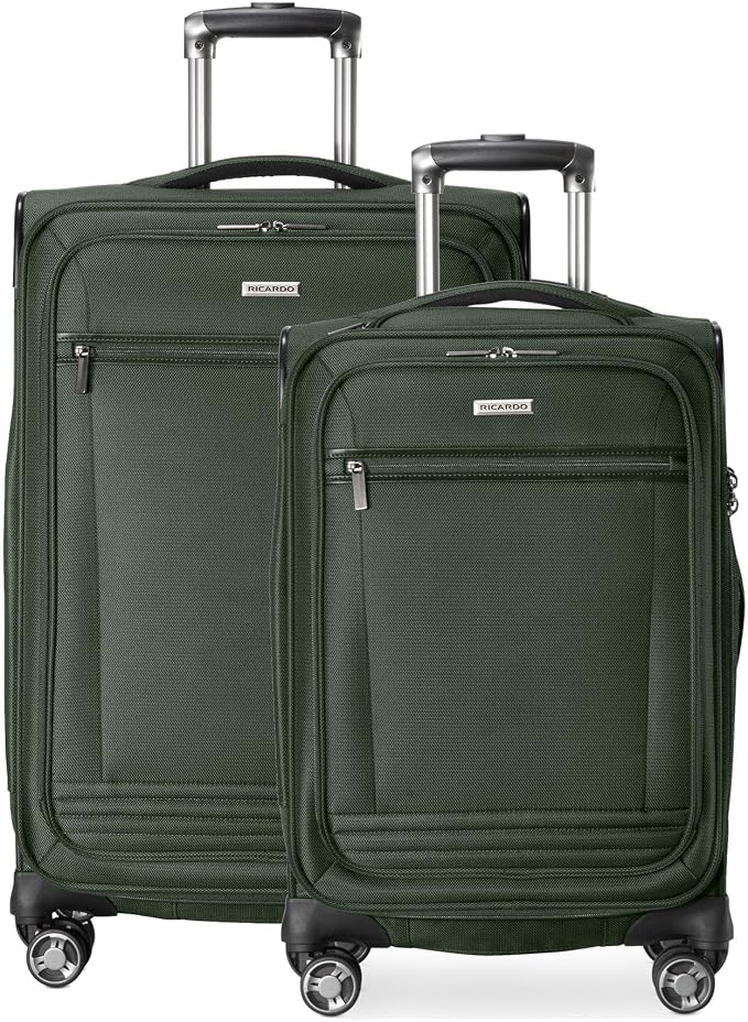 Ricardo Beverly Hills Avalon Softside 2-Piece Luggage Set Made with Sustainable 100% Recycled PET (rPET), Lightweight, Eco-Friendly Travel, Expandable, Dual Spinner Wheels, Juniper Green, (20" & 24") by RicardoBeverlyHills