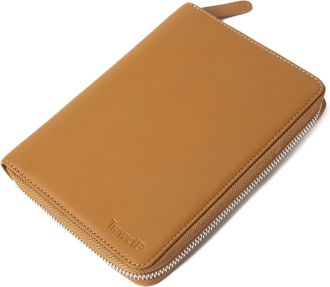 Full Grain Leather Family Passport Holder for 4 Passports - RFID Passport Holder and Travel Document Organizer - Large Leather Travel Wallet for Families - Camel by Travaci