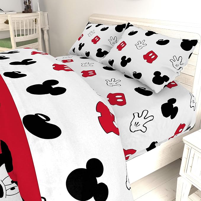 Jay Franco Kids Sheet Set with Fitted, Flat Sheets & Pillow Cover - Ultra-Soft Bedding with Pillowcase for Room Decor, White - Mickey Mouse, 4 Piece Full - Image 5