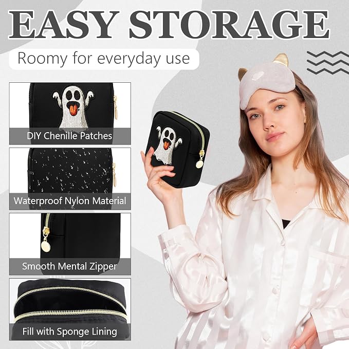 Giesiery 16 Pcs Black Makeup Bag Bulk Mini Nylon Cosmetic Bag Blank DIY Craft Zipper Pouches for Makeup Cosmetic Toiletry Stationary Storage Purse Preppy Party Favors - Image 4