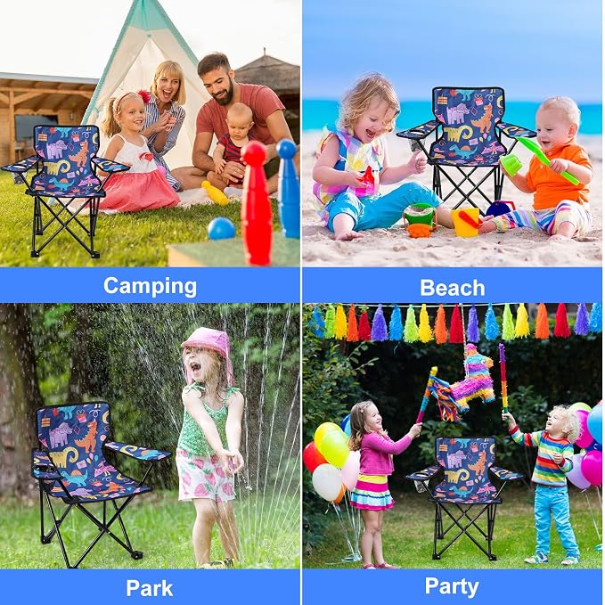 KABOER Kids Outdoor Folding Camping Chair with Cup Holder Carrying Bag | Portable Camping Chair for Beach Picnic Camping Travel Lawn Ages 3-10 - Image 6