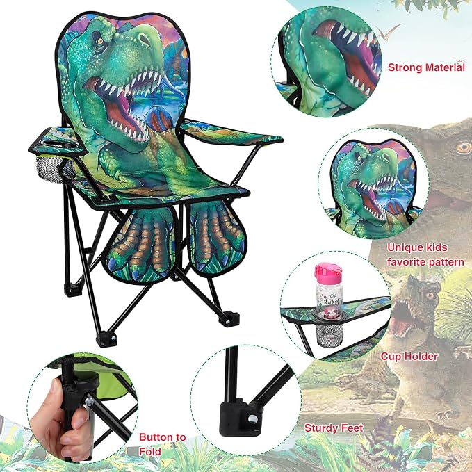 KABOER Kids Outdoor Folding Camping Chair with Cup Holder Carrying Bag | Portable Camping Chair for Beach Picnic Camping Travel Lawn Ages 3-10 - Image 3