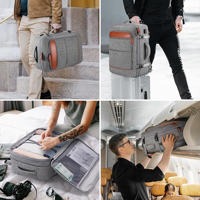 Bagsure Travel Backpack Carry On Backpack 42L Flight Approved, Expandable Laptop Backpack with Packing Cubes & Shoe Pocket, Water Resistant Luggage Backpack for Men Women, Large Backpack 20 * 14 * 7" - Image 7