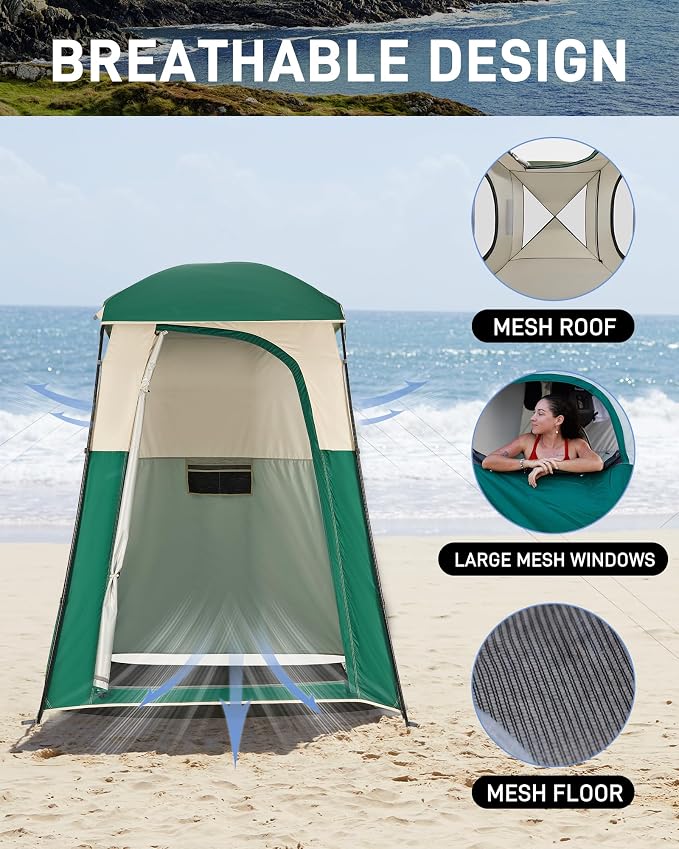KingCamp Shower Tent, Portable Privacy Tent Outdoor Camping 1/2 Room Toilet Tents with Shower Bag & Dressing Room for Beach, Camping & Hiking - Image 4
