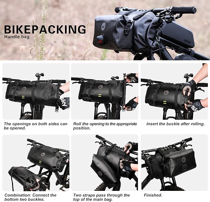 Rhinowalk 2PC Bike Handlebar Bag Set Waterproof Bicycle Front Tube Bag Large Capacity Storage Bag Shoulder Bag - Image 6