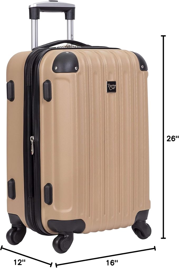 Travelers Club Midtown Hardside 4-Piece Luggage Travel Set, Tan - Image 12