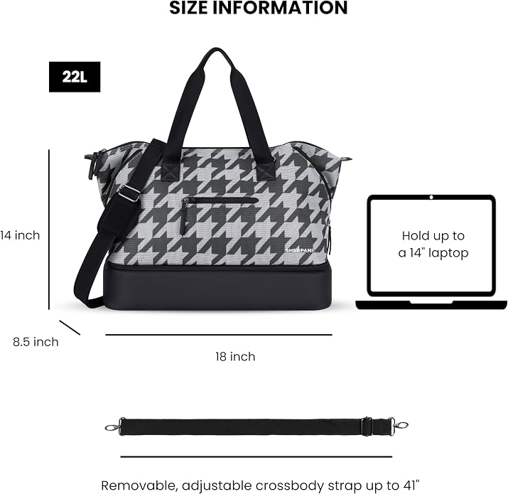 Sherpani Boston, Anti Theft Weekender Bags, Travel Duffel Bag, Carry On Tote Bag with Removable Shoe Bottom Compartment - Image 3