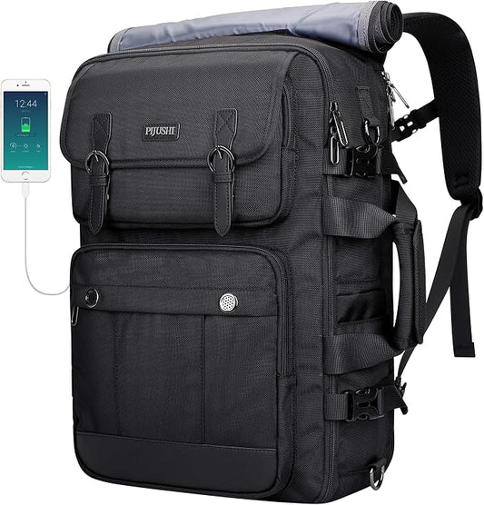 PIJUSHI 3-In-1 Travel Backpack for Women with 16" Padded Laptop Compartment | Convertible Carry On Luggage/Duffel/Shoulder with 180° Open, USB Port, Dry/Wet Pocket for Airport, Daily by PIJUSHI