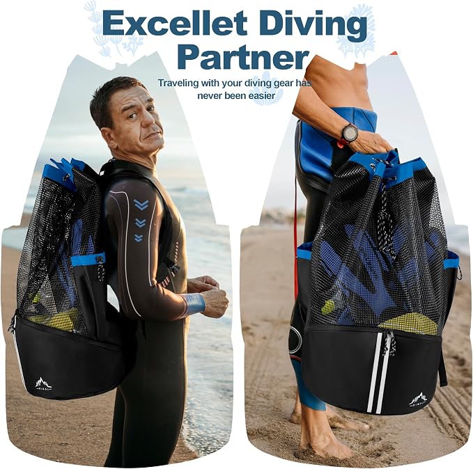 GoHimal XL Mesh Dive Bag for Scuba Diving & Snorkeling Gear | For Snorkel, Fits Long Fins, Mask Holder, Lightweight, Quick Dry - Image 7