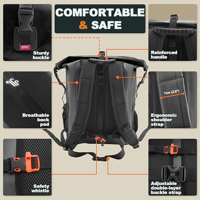 OSAH DRYPAK Waterproof Backpack Dry Bag 35L/55L/85L – Heavy Duty Roll-Top Hiking Backpack for Travel, Kayaking, Boating, Camping, Rafting and Fishing - Image 4