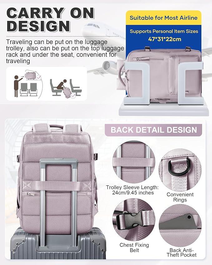 VGCUB Vacuum Backpack Travel with Pump, Vacuum Seal Compression Bags Laptop Backpack Personal Item - Image 5