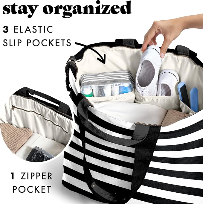Fit & Fresh XL Beach Tote Bag for Women – XL Travel Tote with Zipper & Pockets, Oversized Canvas Pool Bag, Weekender Carry-On - Image 4