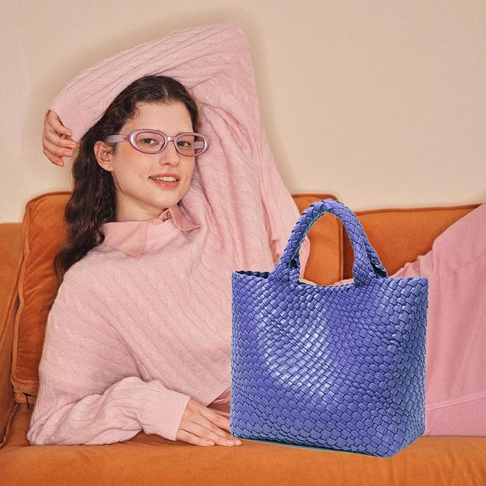 JINMANXUE Fashion Woven Bag Shopper Bag Travel Handbags and Purses Women Tote Bag Large Capacity Shoulder Bags - Image 3