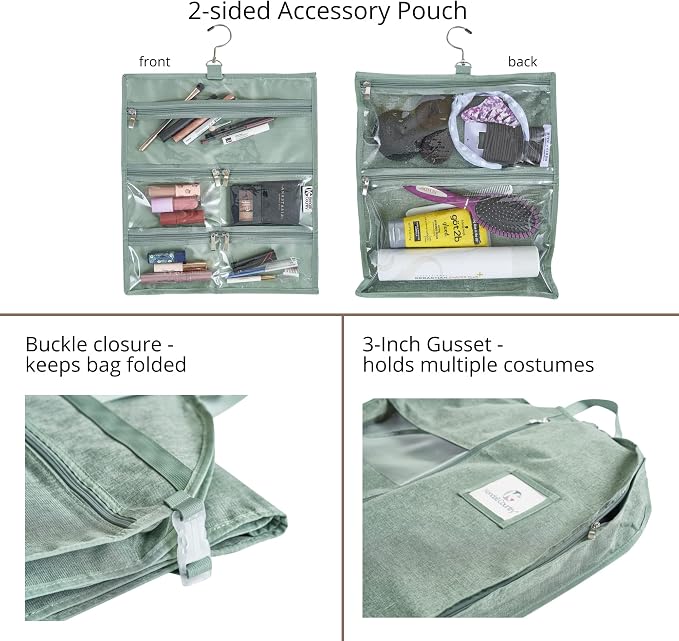Premium Waterproof Hanging Garment Bag - 52 inch Clothes Bag with Gusset, 4 Pockets, Accessory Pouch & Side Zip for Dance Costumes, Skating, Theatre, Beauty Pageants, Cheer & More. - Image 5