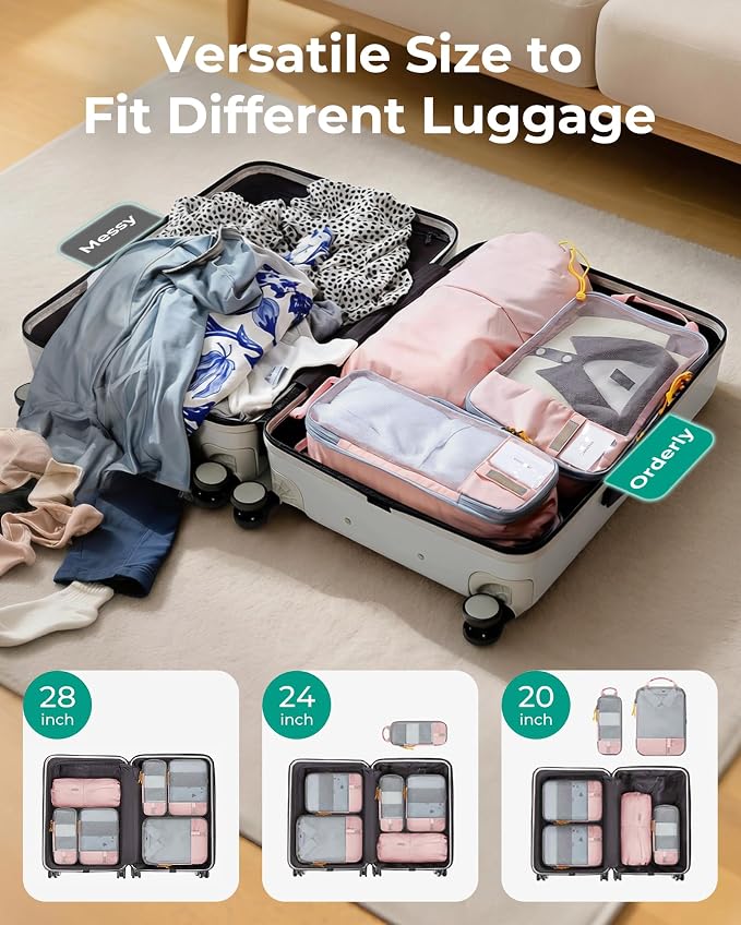BAGSMART 6 Set /4 Set/2 Set Compression Packing Cubes for Travel, Lightweight Luggage Organizer Bags, Durable Space Saver Bags Travel Essentials - Image 4