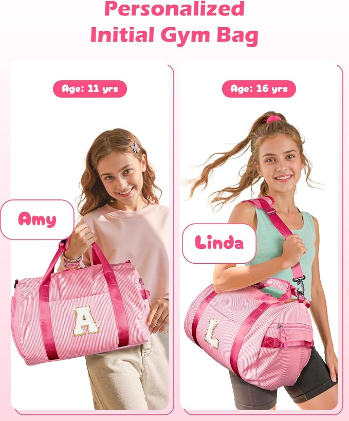 Dance Recital Gifts, Girls Travel Duffle Bag, Kids Initial Overnight Bags with Shoe Compartment, Personalized Weekend Bag with Makeup Pouch, 9 Year Old Girl Birthday Gift (Letter G) - Image 2