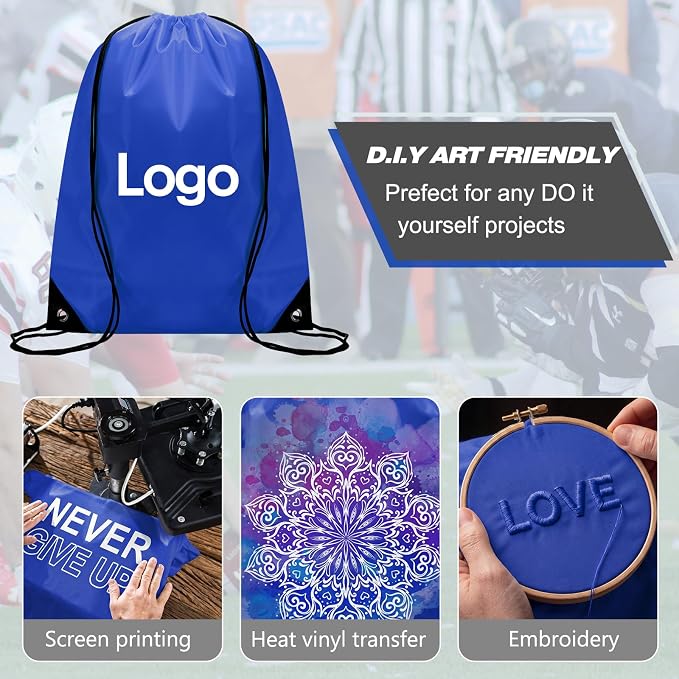 Shappy Drawstring Backpack Bulk Sports Gym Cinch Bag Polyester String Bag for Men Women(Dark Blue,150 Pcs) - Image 4