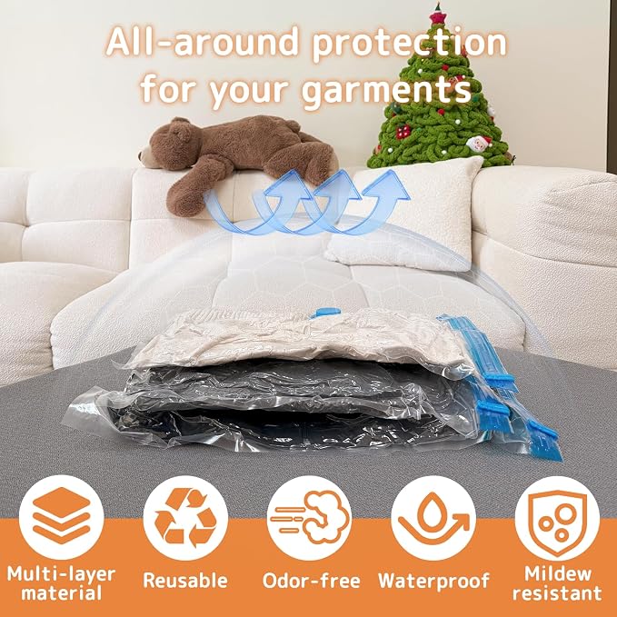 15 Pack Travel Vacuum Bags with Portable Electric Pump, Carry On Vacuum Seal Bags for Luggage and Suitcase, Space Saver Storage for Clothing and Travel Organization - Image 6