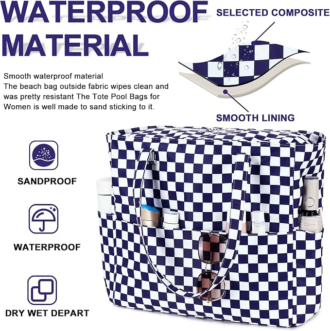 Bluboon Waterproof Beach Tote Pool Bags for Women Ladies Extra Large Carry On Bag With Wet Compartment for Weekender Travel - Image 4