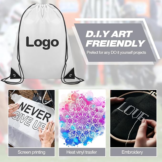 Shappy Drawstring Backpack Bulk Sports Gym Cinch Bag Polyester String Bag for Men Women - Image 4