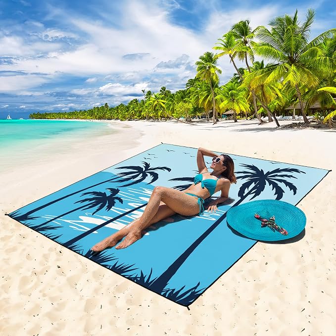 HIHOHO Beach Blanket Waterproof Sandproof Extra Large Beach Mat 79" X 83"/120"x108"for 1-8 Adults Quick Drying Durable Outdoor Picnic Mat for Beach Travel Camping Hiking - Image 5