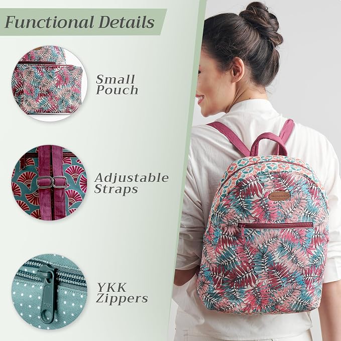 Maison d' Hermine Backpack for Women Men Cotton Shoulder Multipurpose Rucksack with Small Pouch Lightweight Multi Pocket Bag for Travel Work Beach Perfect for Spring Summer (Bamako - Madi) - Image 4