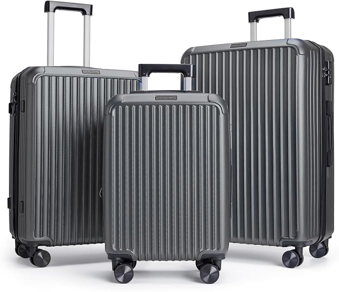 LIGHT FLIGHT 3 Piece Luggage Sets With Spinner Wheels Hardshell TSA Lock | Durability, Spinner Wheels, Hardside Lightweight, TSA Lock, Durable, PC+ABS, Mobility, by LIGHTFLIGHT