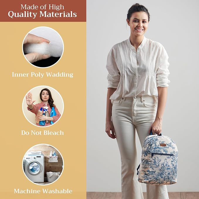 Maison d' Hermine Backpack for Women Men Cotton Shoulder Multipurpose Rucksack with Small Pouch Lightweight Multi Pocket Bag for Travel Work Beach Perfect for Spring Summer (The Miller - Blue) - Image 3